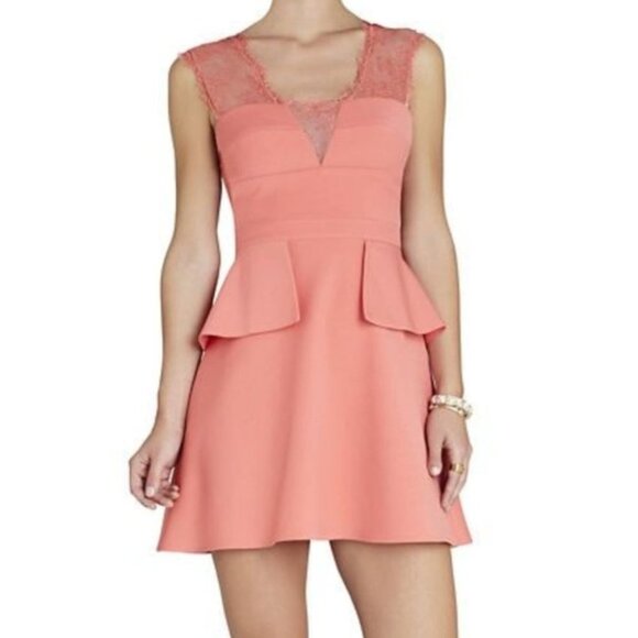 BCBG Leann Lace-Applique V-Neck Gown Dress Orange - Picture 4 of 7